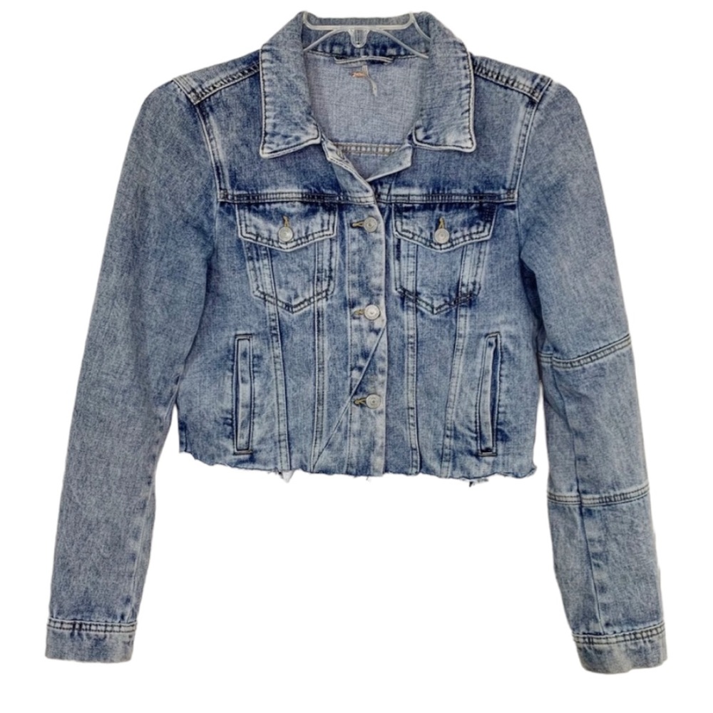 Free People Rumors Custom Cropped Denim Jacket Indigo Women’s Sz S